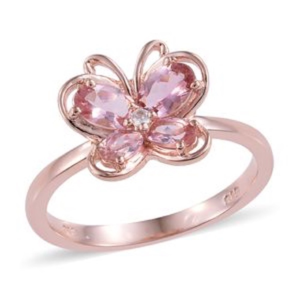 Pink Tourmaline 🦋 Ring in Vermeil RG Over 925 SS